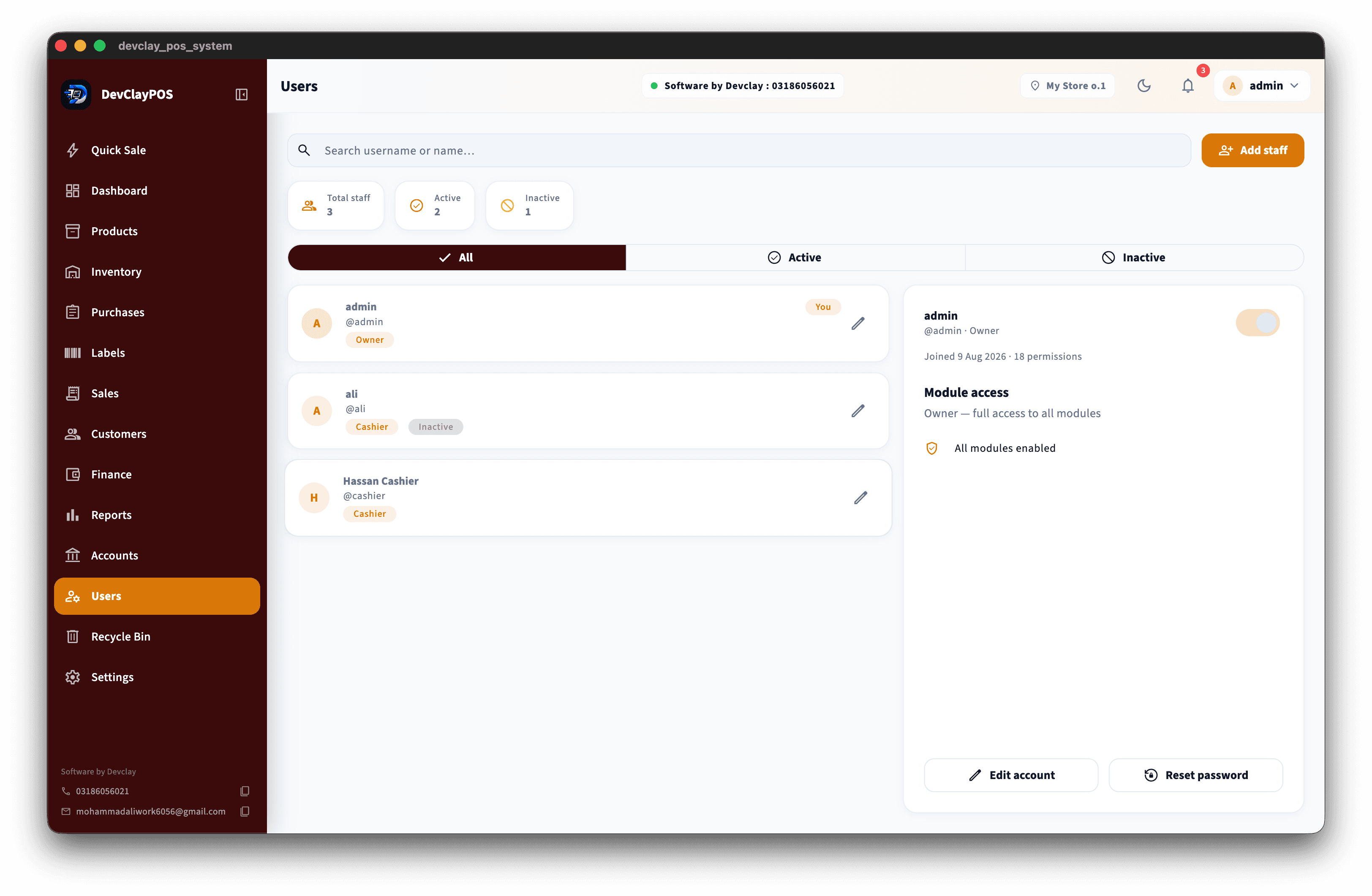 Users & roles screenshot